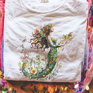 Wildflower Mermaid T-Shirt: Comfort Colors Tee, Boho Beachcore