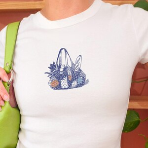 Shopping Baby Tee, Vintage Y2k 2000's T-shirt, 90s Style Clothing, Y2K Clothing, Aesthetic Fruit Shirt,Vintage Fruit Tee Graphic Fruit Shirt