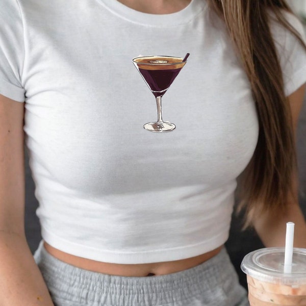 Espresso Martini Baby Tee, Y2K Baby Tee, Coquette Baby Tee, Martini Cocktail T-Shirt, Coquette Drink Aesthetic, Gift Women, Gift for Friend
