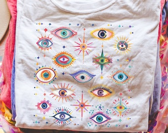 Evil Eye Comfort Colors Shirt: Retro Witchy Mystical Tee