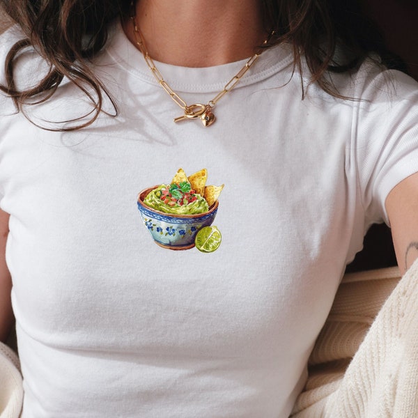 Guacamole Graphic Baby Tee, Guacamole Baby Shirt, Y2K Aesthetic Shirt, Guacamole Shirt, Foodie Shirt, Summer Shirt Cropped Gift for Teen