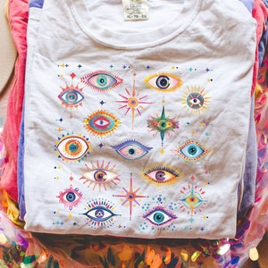 Evil Eye Comfort Colors Shirt: Retro Witchy Mystical Tee