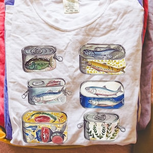 Tin Fish Comfort Colors Tee: Y2K Sardines Graphic Shirt