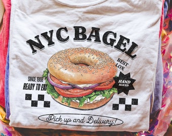 Camiseta NYC Bagel: Camiseta retro con colores reconfortantes para amantes de la comida