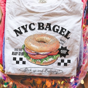 Koszulka NYC Bagel, koszulka Bagel, miłośnik NYC Bagel, New York Bagel, koszulka Chef Foodie Retro Vintage Aesthetic, prezent Comfort Colors® dla smakosza