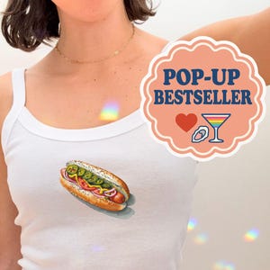 Hot Dog Baby Tank: Y2K Foodie Cropped Shirt