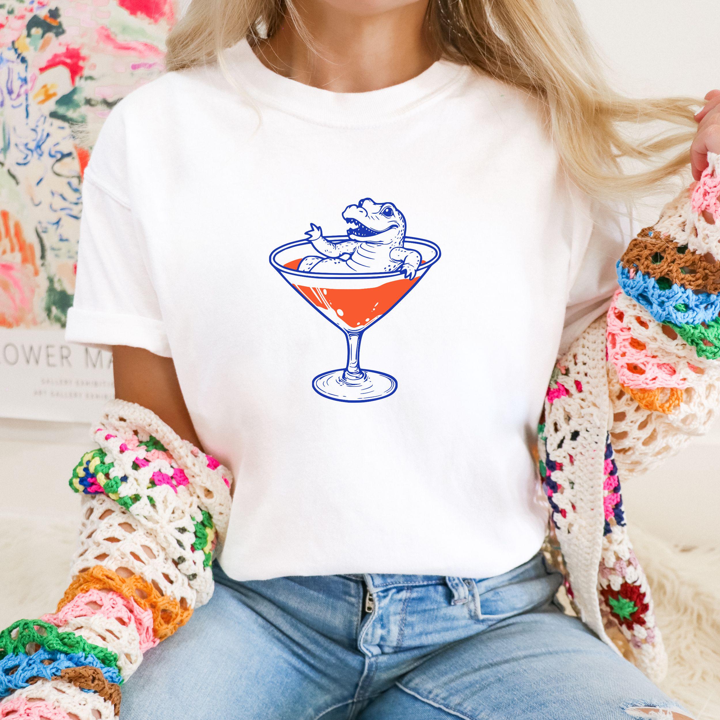 Alligator Martini Tee, Comfort Colors Oversized Shirt, Gainesville
