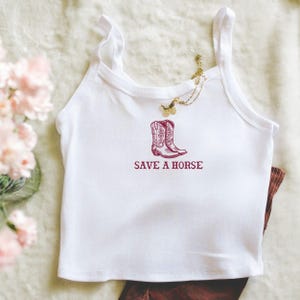 Save A Horse Baby Tank, Country Retro Tank, Western Shirt, Rodeo Fashion, Cowgirl Tank, Y2K Aesthetic Tank Country Girl Outfit Cowgirlcore image 5