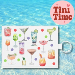 portefeuille porte-clés imprimé cocktail, porte-cartes en similicuir club tini, mini portefeuille girly bar crawl, cadeau de célibataire, cadeau coquette pour elle