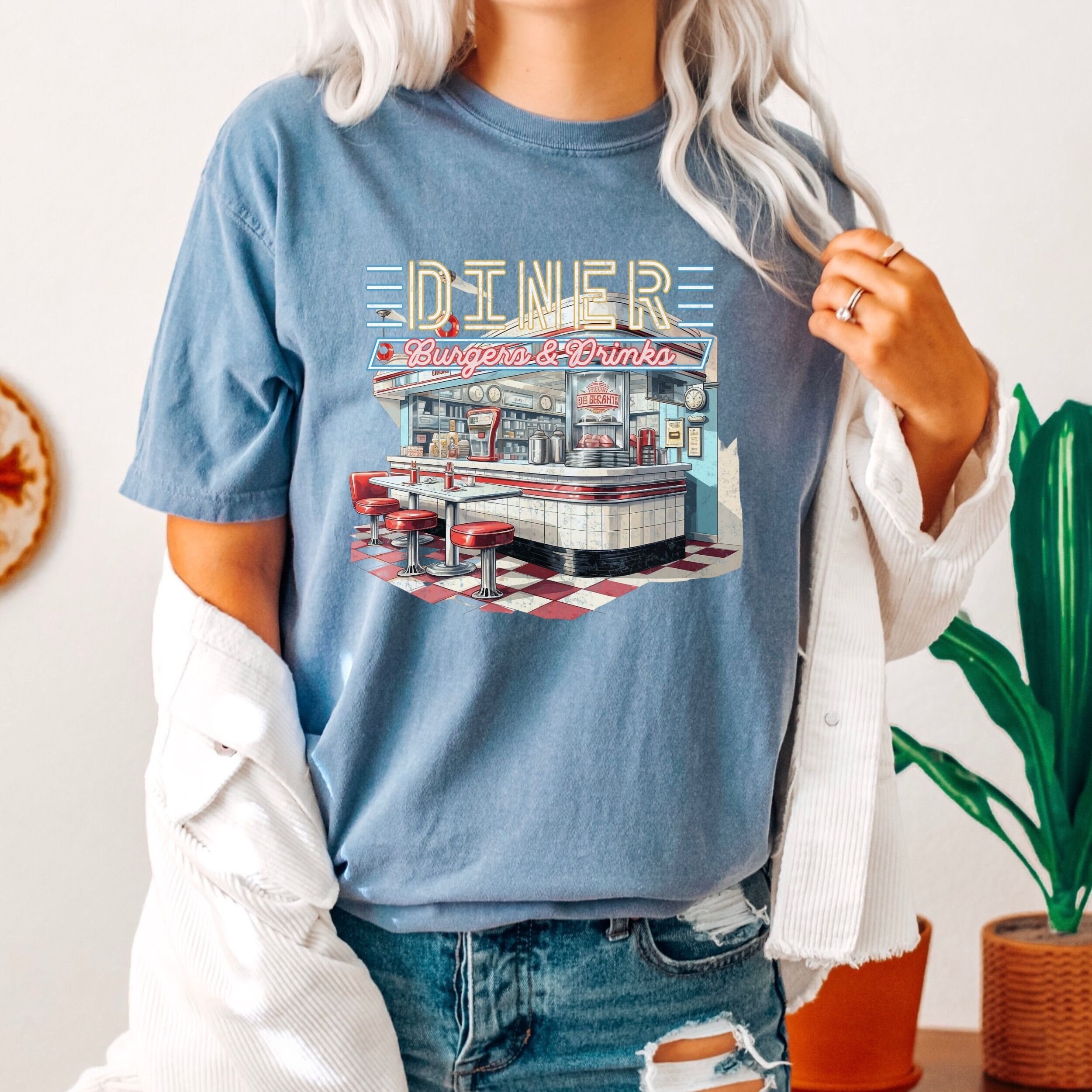 レトロダイナーグラフィックTシャツ：ヴィンテージアメリカン 