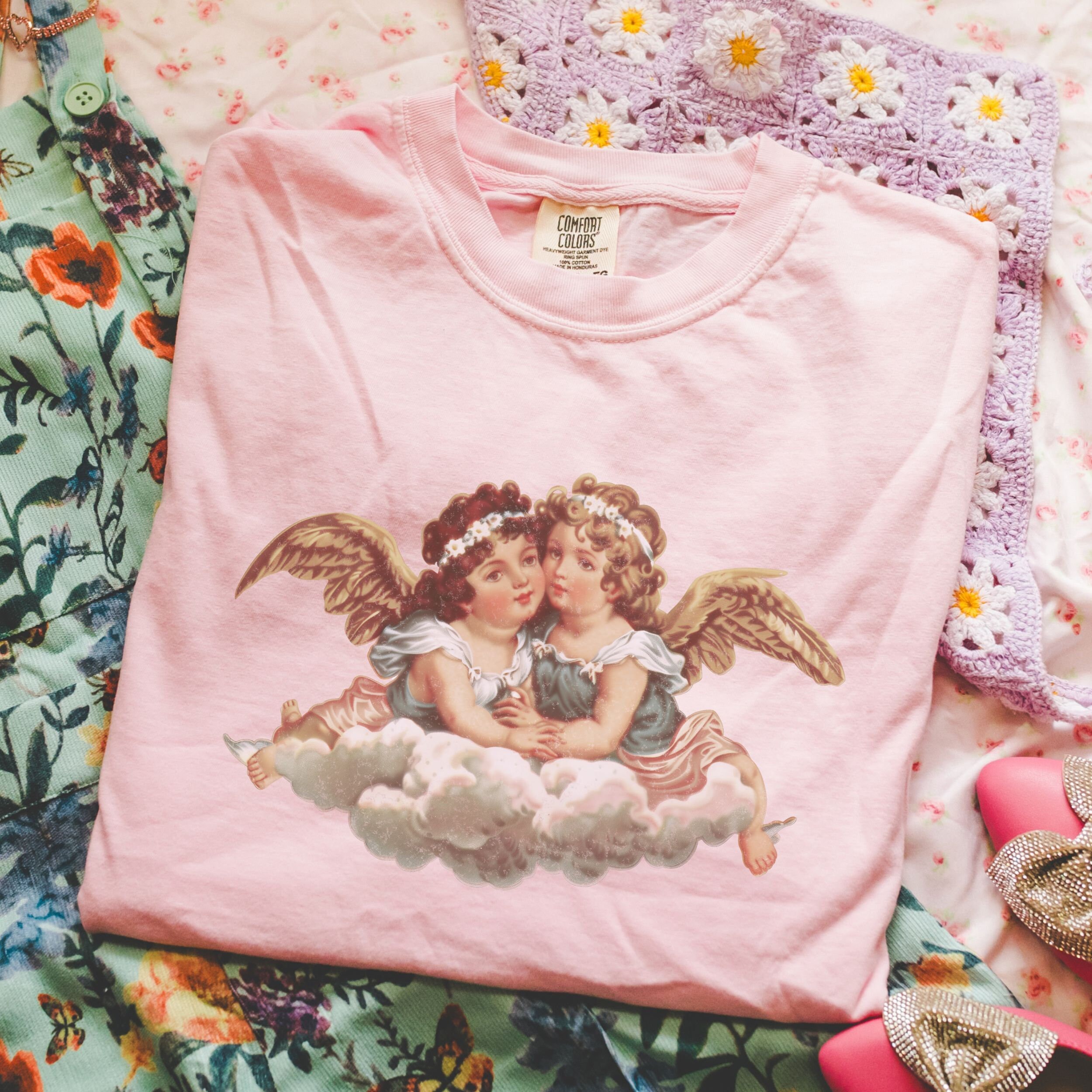 Vintage Angel Tee Coquette Aesthetic, Dollette, Angel Core