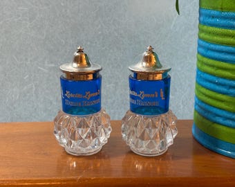 VTG Loretta Lynn’s Dude Ranch salt and pepper shakers (blue diamond cut, plastic)