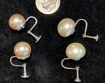 Faux large pearl screw-back earrings (non-pierced)