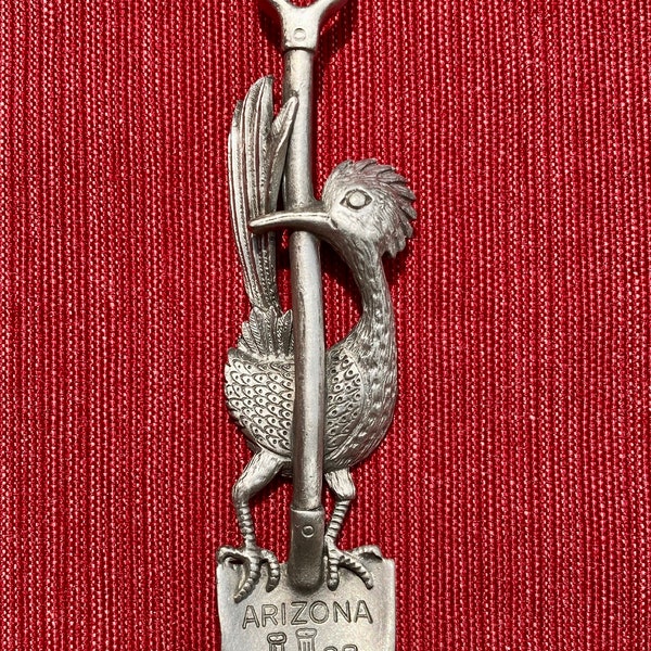 Roadrunner pewter souvenir spoon (Arizona)