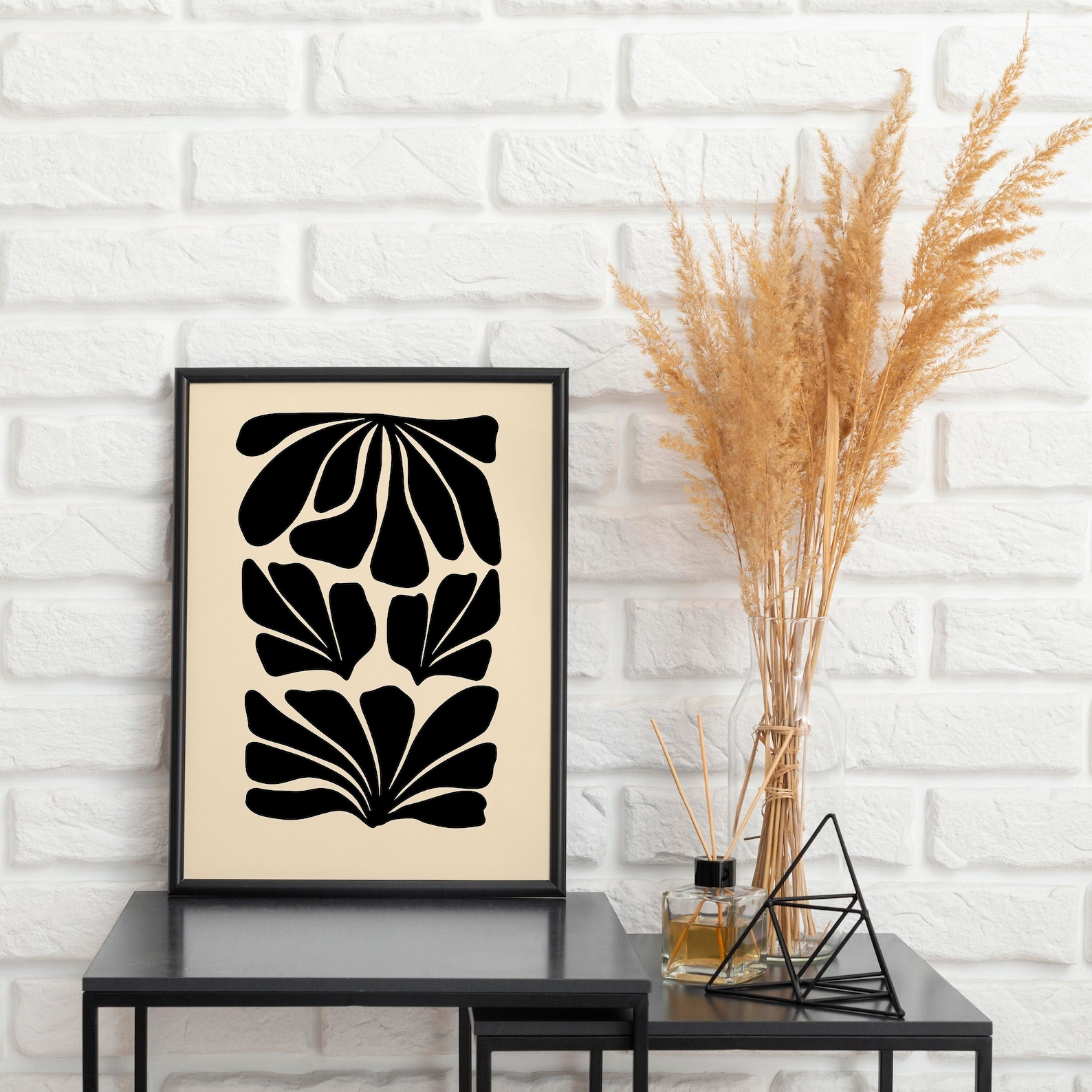 Abstract Plant Art, Black Wall Art, Printable Wall Art, Minimalist, Mid ...