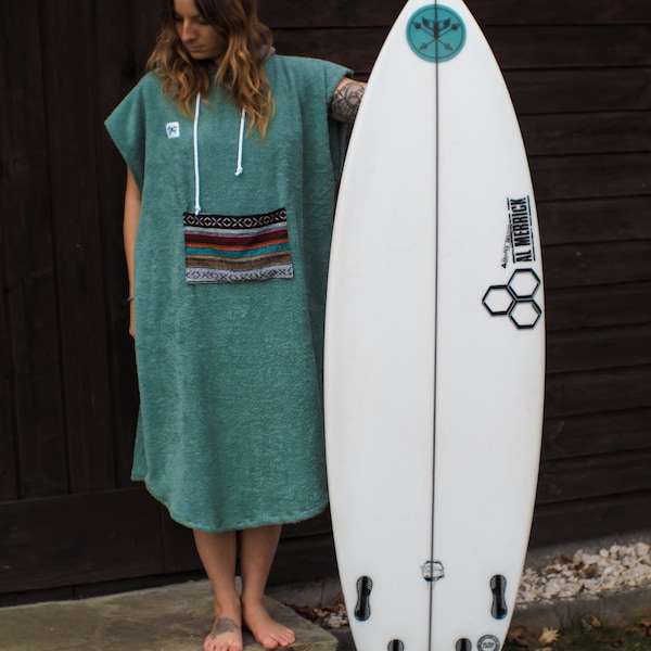 Surfponcho Aztek Boho Hippie Tela de Rizo Orgánica - Hecho a Mano