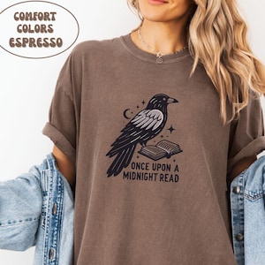 Edgar Allen Poe Shirt, Raven shirt, Edgar Allan Poe T-Shirt, Crow Shirt, Raven reading Shirt, Dark Academia Sweatshirt, Bird Book Shirt