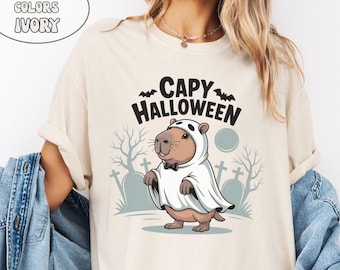 Capybara Halloween Shirt, animal ghost t-shirt, Capybara tshirt, Capybara Trick or Treat tee, Capybara Shirt for Halloween, Cute Capy shirt