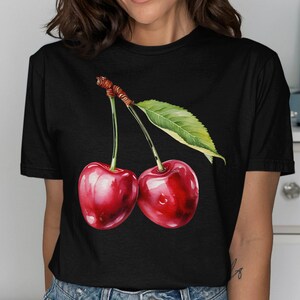 Cherry T-shirt, Cherries Tshirt, Fruit Graphic Tee, Red Cherry Art, Spring Summer Shirt , Cute Cherry, Fun Fruit Design, Cute Cherry Print
