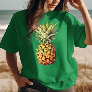Pineapple Tshirt, beach summer shirt, tropical fruit t-shirt, fruit vacation shirt, novelty pineapple design tshir, men&#39;s women&#39;s unisex top