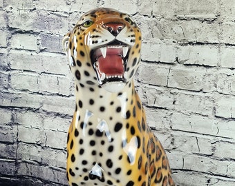 Figura artística de cerámica leopardo 86 cm Nuevo