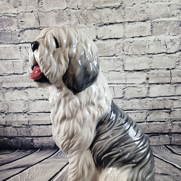 Bobtail Old English Sheepdog Artistische Keramikfigur 62cm Neu