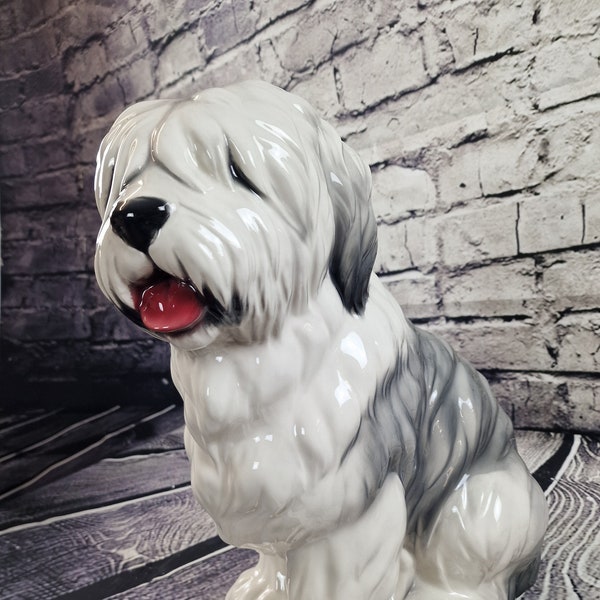 Bobtail Old English Sheepdog Artistische Keramikfigur 45cm Neu