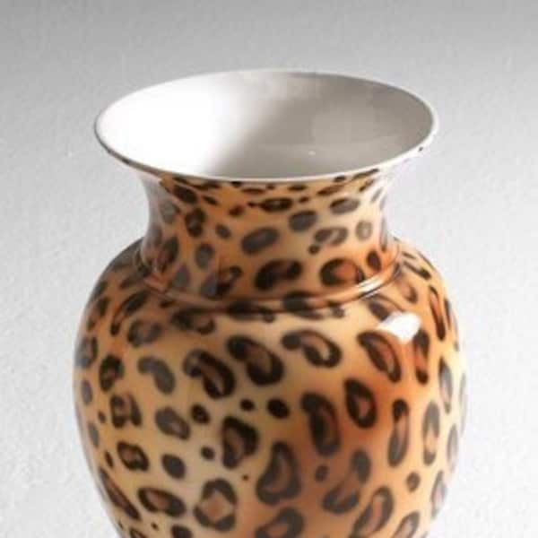 Artistische Keramik Vase, Regenschirmständer Leopard Look 51cm Neu