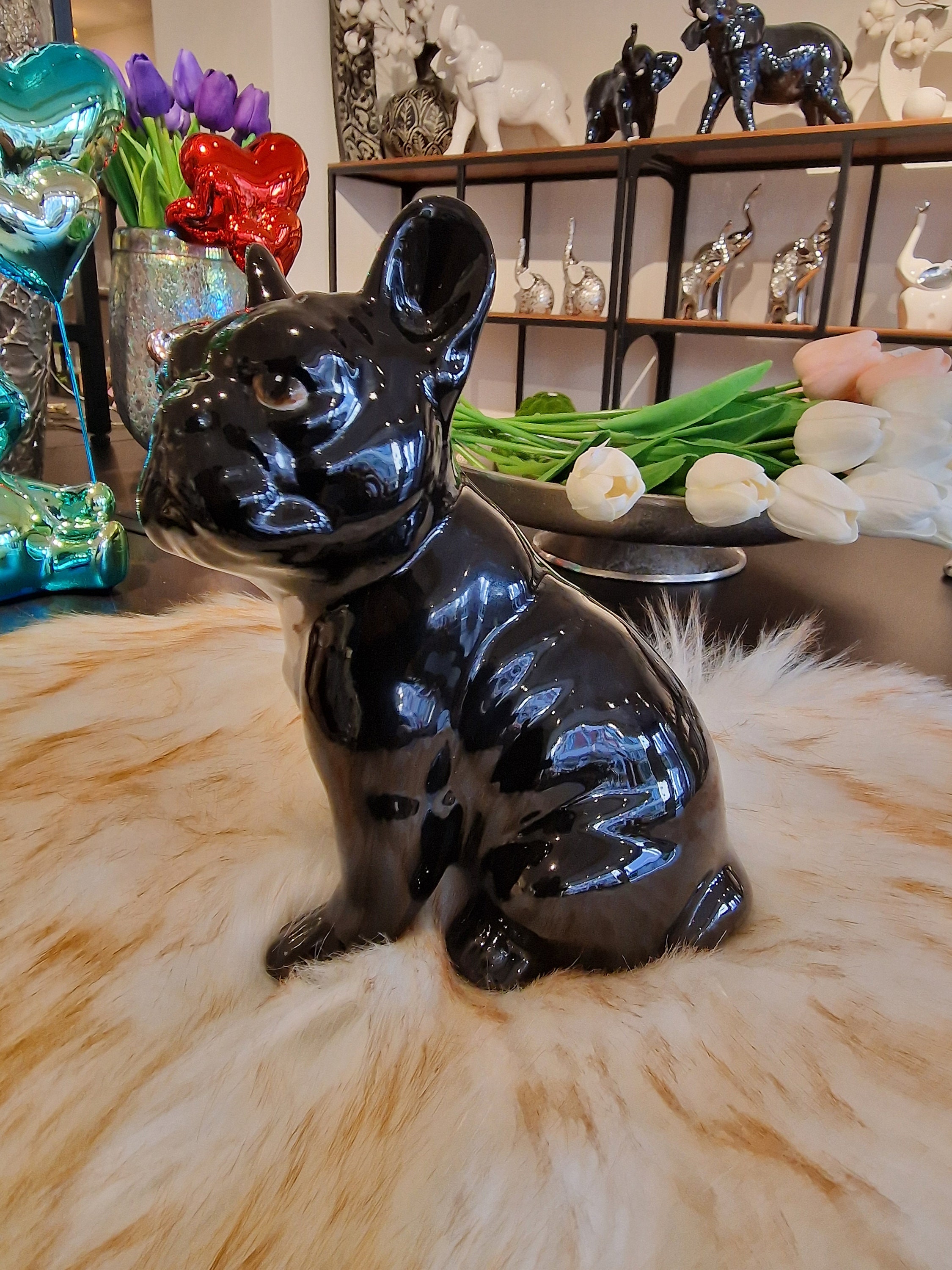 フレンチブルドッグの芸術的な陶器の置物 座像 17 cm - Etsy 日本