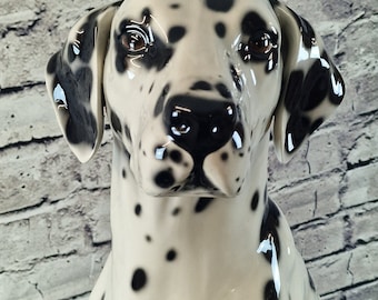 Dalmatian sitting black/white artistic ceramic figure 88-92 cm New