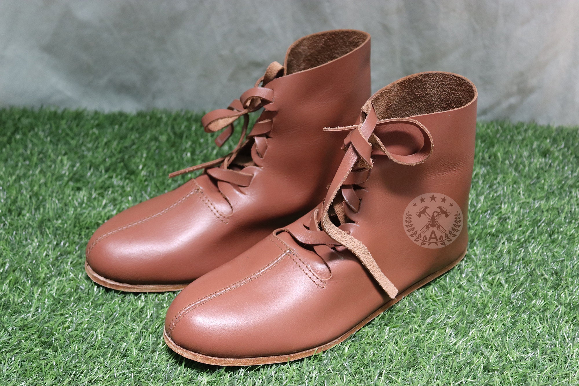 Roman Leather Boots Dark Brown Roman Boots with Flat Hobnails Renaissance Boots Christmas Gift
