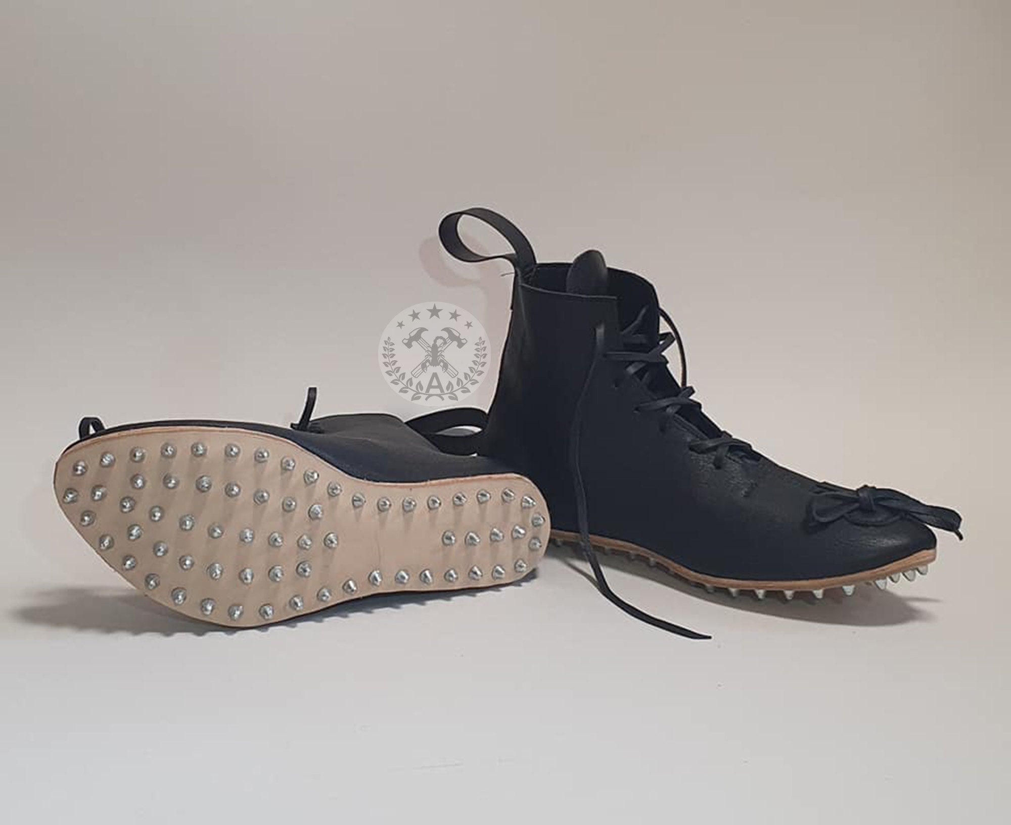 Buhurt Leather Boots With Hobnails Medieval Ankle Boots Etsy