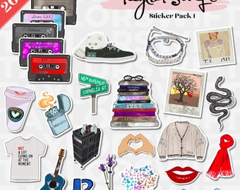 Digital Taylor Swift Sticker Bundle, Pack 1, 26 pcs,  Hand-drawn, Gift