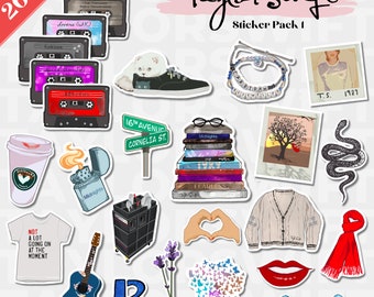 Digital Taylor Swift Sticker Bundle, Pack 1, 26 pcs,  Hand-drawn, Gift