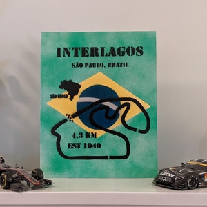 11x14 Interlagos Circuit Formula 1 Racetrack Poster, Wall Decor