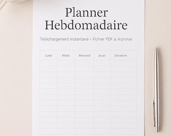Printable Weekly Planner - PDF Weekly Organization - Instant Download - Minimalist Planner