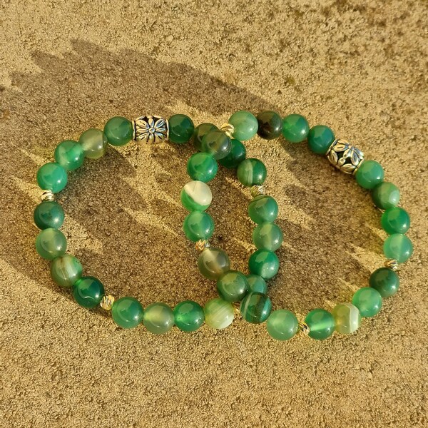 Bracelet en pierre naturelle d'agate verte