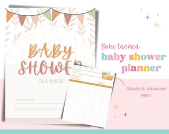 Baby shower planner, baby shower to-do, baby shower budget tracker, boho baby shower, nieuwe baby party planner, genderneutrale babyshower