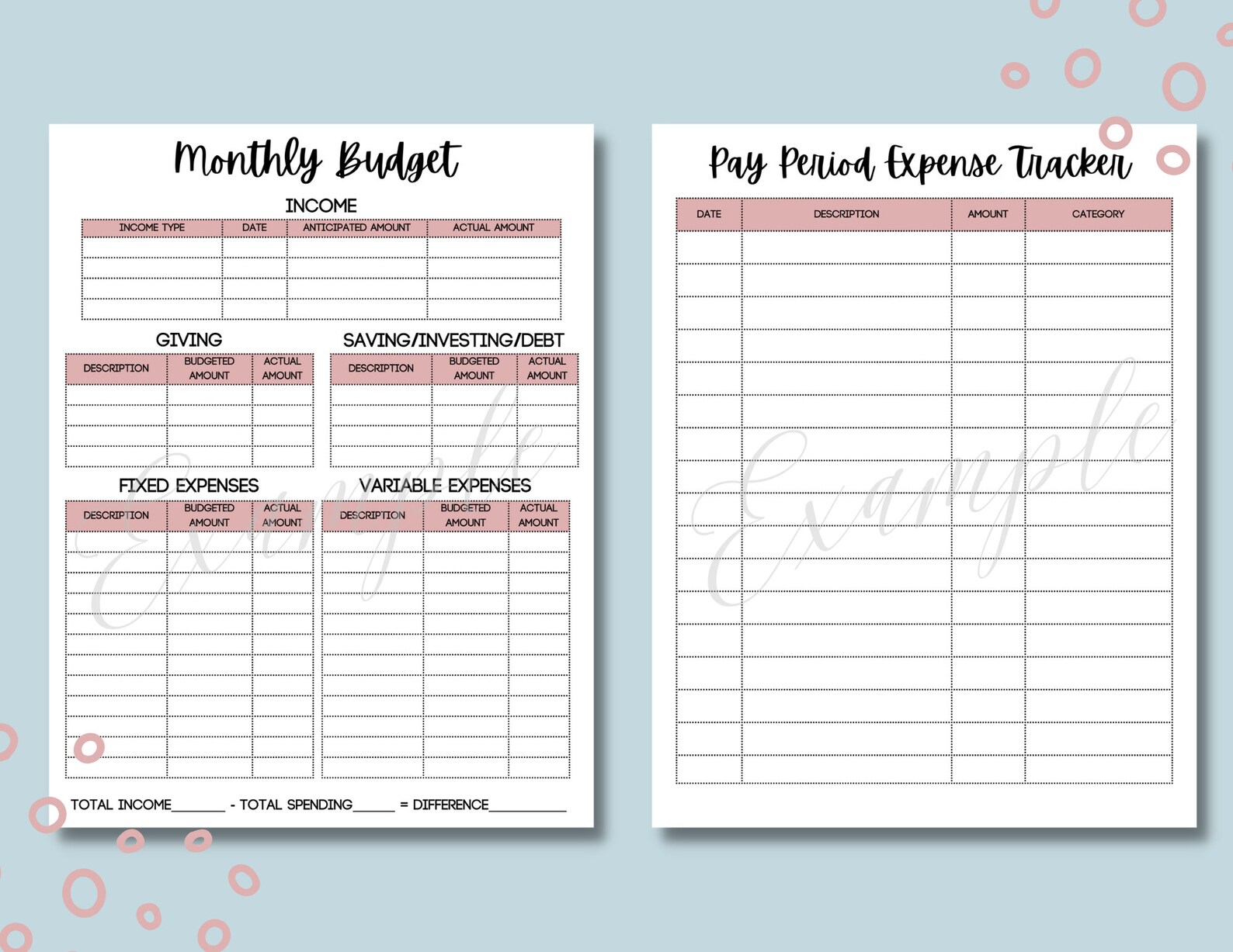 Printable Budget Worksheet Bundle - Etsy