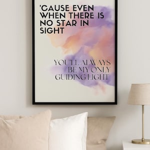 Mumford and sons, Guiding Light Lyric Print – Framed Wall Art, Inspirational Quote, Bedroom Decor, Gift for Music Lovers