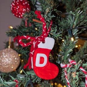 Personalized Christmas Stocking Ornament – Handmade Custom Initial Tree Decoration, Made to Order Holiday Gift