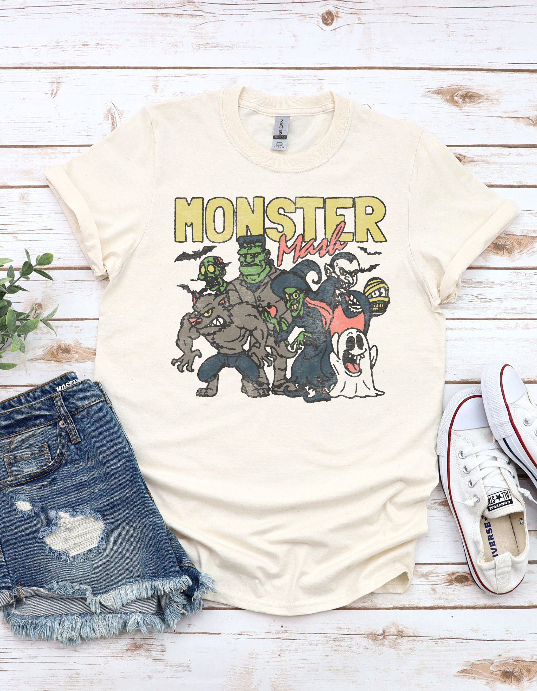 Discover Halloween Monster Mash T Shirt, Vintage Ghost Halloween T Shirt, Monster Tee, Fall Top, Distressed Monster Mash Shirt, Graphic T Shirt