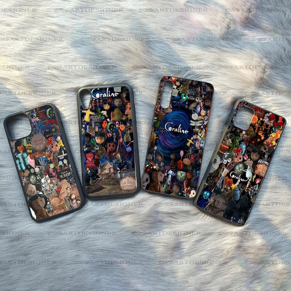 Coraline Horror Movie Phone Case, Retro Coraline Button Eyes Phone Cover, Halloween Cartoon Case, IP 11 12 13 14 15 Case, SS Phone Case