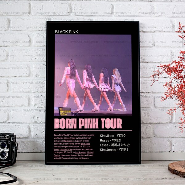 Aesthetic Born Pink World Poster Canvas, Blink Born Pink Tour, Born Pink Anniversity Poster, Jisoo, Jennie, Rose, Lisa, Girly Dorm Decor