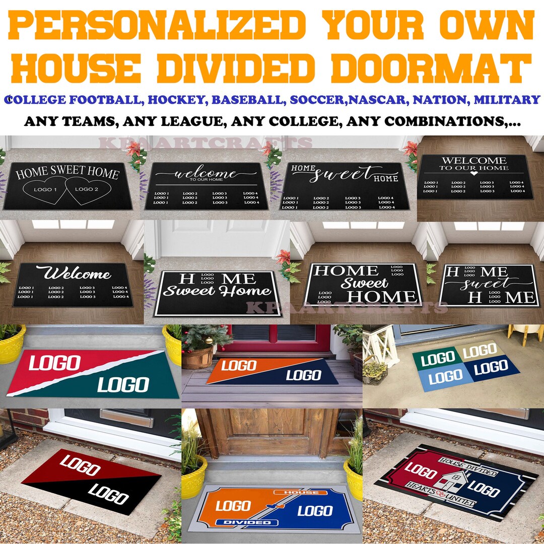 Custom House Divided Sports Doormat, House Divided College Carpet, Make