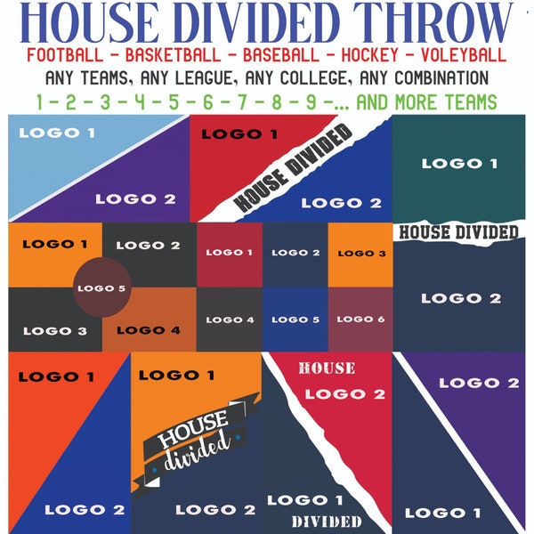 Personalized House Divided Blanket, More Teams, 2 Teams, Any Teams, Any League, Any College, Any Combination, Football, Basketball, Baseball