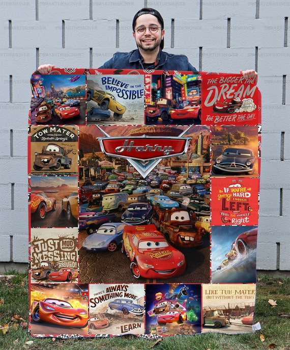 Personalized Disney Cars Collage Blanket Custom Name Pixar Cars Blanket Lightning Mcqueen Tow Mater Characters Blanket Cars Birthday Gift Etsy