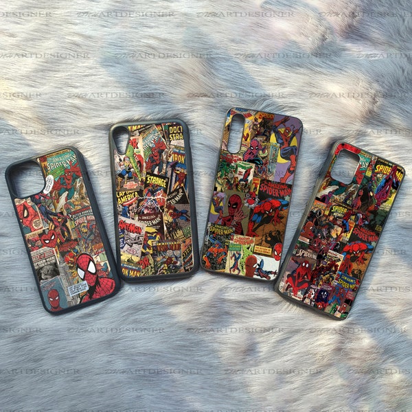Retro Spiderman Phone Case, Vintage Spider-Man Phone Cover, Marvel Superhero Comic Case, IP X 11 12 13 14 15 Pro Case, SS Phone Case