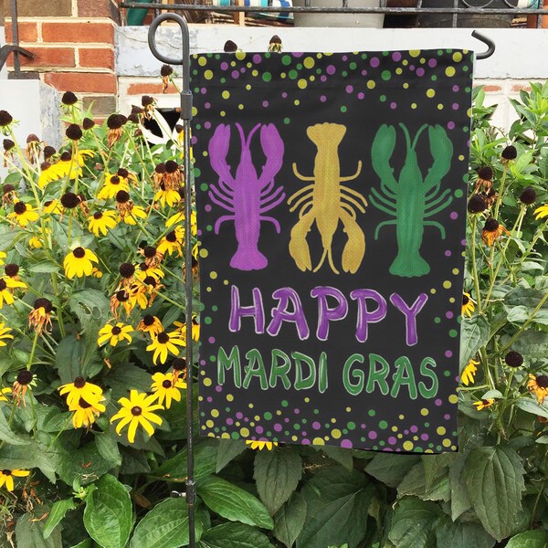 Crawfish Mardi Gras Flag, Happy Mardi Gras Flag, New Orleans Flag, Mardi Gras 2024 Flag, Decorative Rustic Flag, Mardi Gras Garden Decor