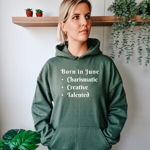 June Hoodie (White) | June Birthday Hoodie | Statement Hoodie | June Birthday Gift | June Party Hoodie | June Baby